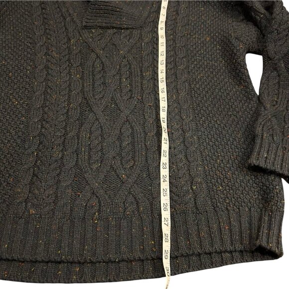 Handknit Irish Fisherman Sweater Green 2XL Wool Cableknit Chunky Grandpa Preppy - Picture 3 of 8